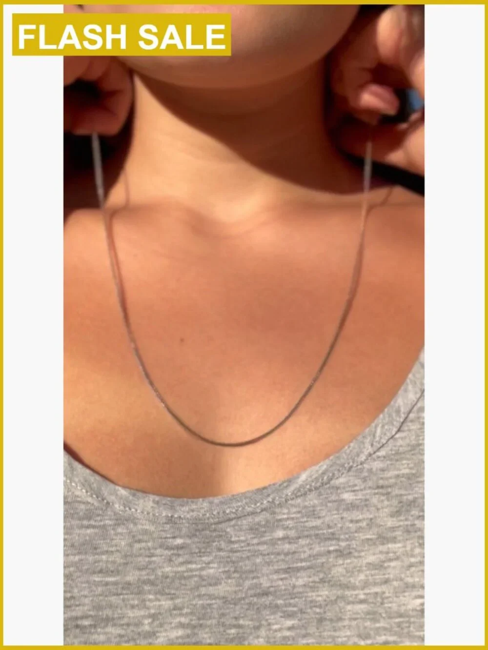 18K Gold Plated 925 Sterling Silver Box Chain Necklace for Girls